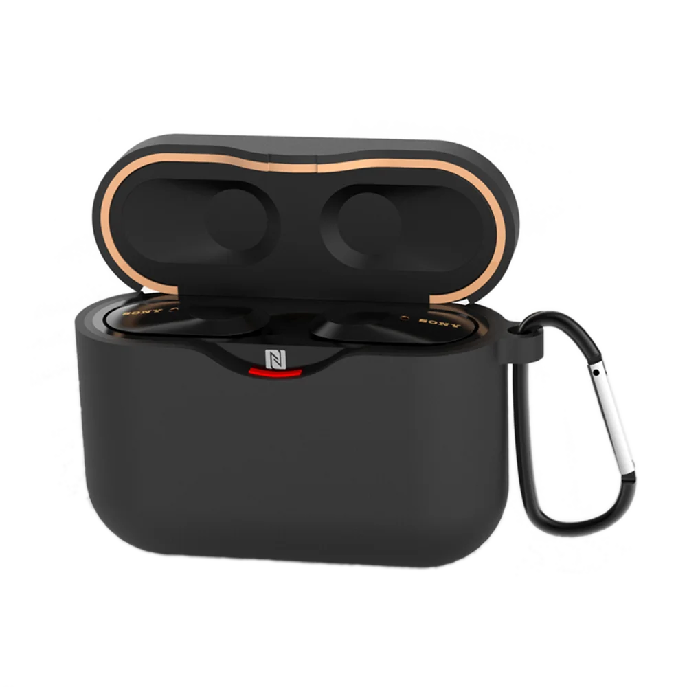 black-Hook Чехол для SONY WF-1000XM3, аксессуары для наушников, зарядная коробка, чехол для SONY WF 1000 XM3, мягкий чехол из ТПУ с крюком против потери - Цвет: black-Hook