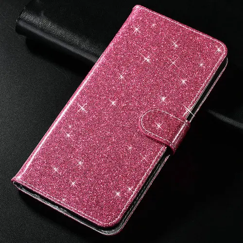 Case For Huawei Honor 8 10 20 20i Lite 5C 8X 7X P10 P20 P30 Lite Plus Pro Cover Case Flip Magnetic Matte Leather Cower - Color: Glitter- rose red