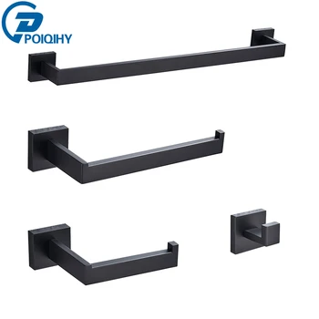 

Poiqihy Matt Black Towel Bar Shelf Multi-colored Toilet Paper Holder Bathroom Hardware Set Bathroom Accessory Home Decoration