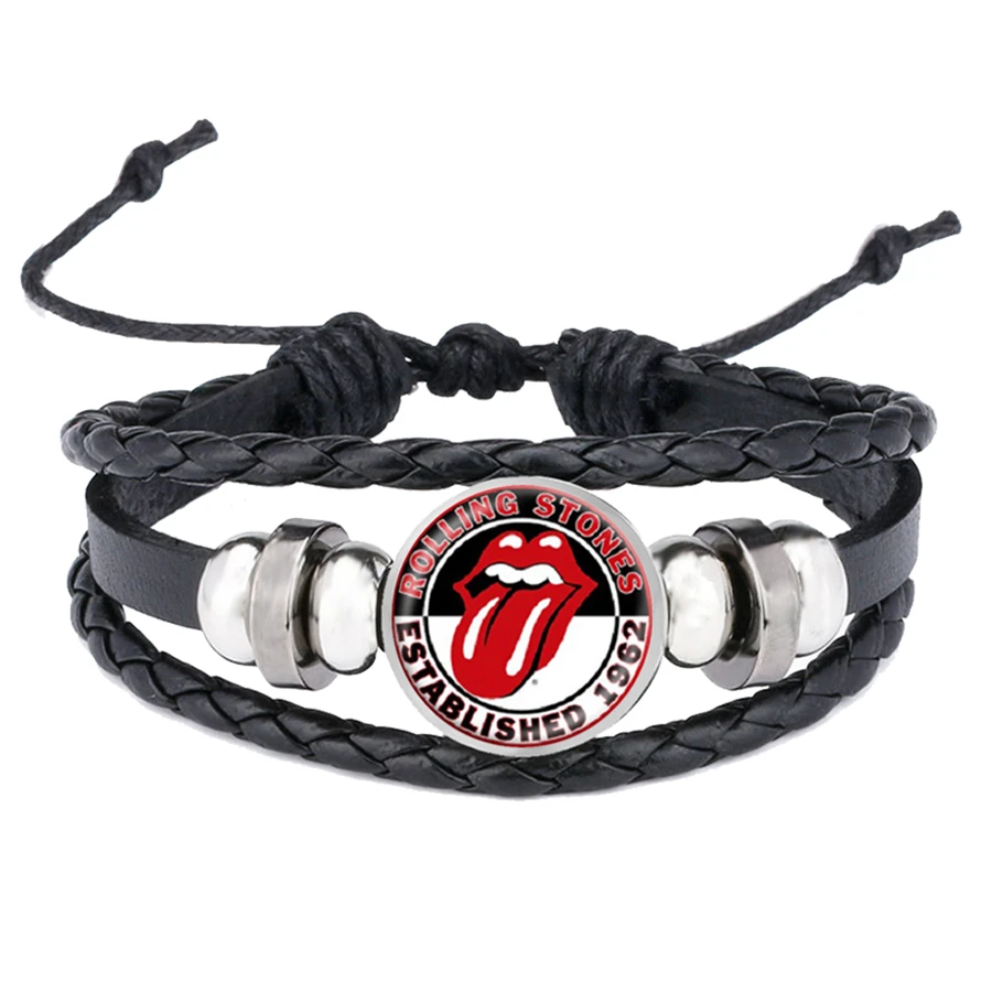 Знаменитая рок-группа браслеты Rolling Stones красный язык Мик Джаггер жестяная кожа