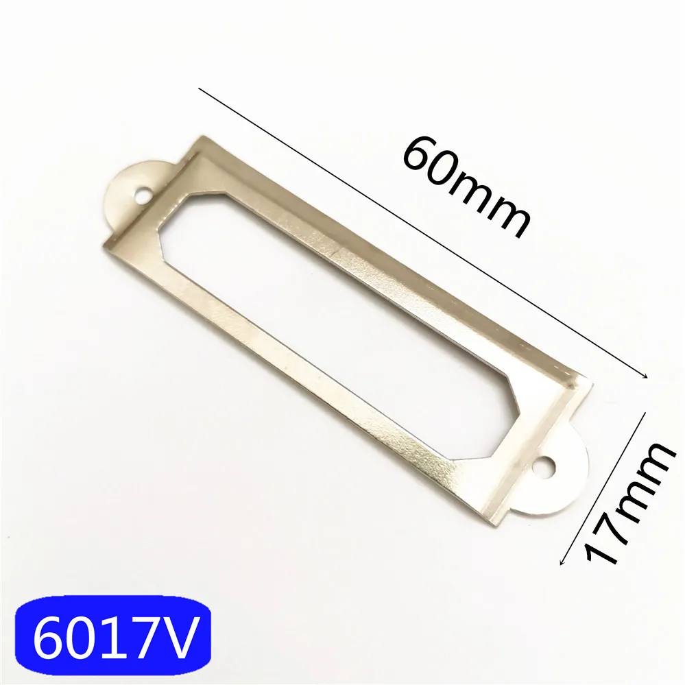 Silver 10pcs 10 шт./лот, винтажная металлическая этикетка, ручка из бронзы/красной меди/золота для имени файла, держатель для карт, ящик для ящика, чехол, корзина 60*17 мм - Цвет: Silver 10pcs