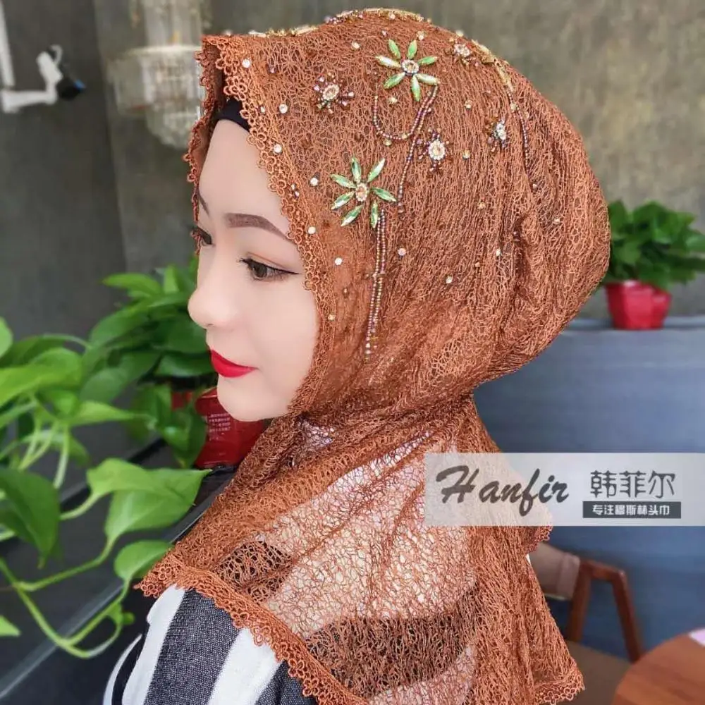 Модные шали для девочек Кружевные Стразы hijabs|chiffon muslim hijab|clothing womanclothing |