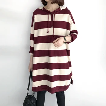 

Long Hooded Red Stripe Knitted Women Sweaters and Pullovers Plus Size Jumpers Oversized Sweater Women Shirt Knitwear Pullover