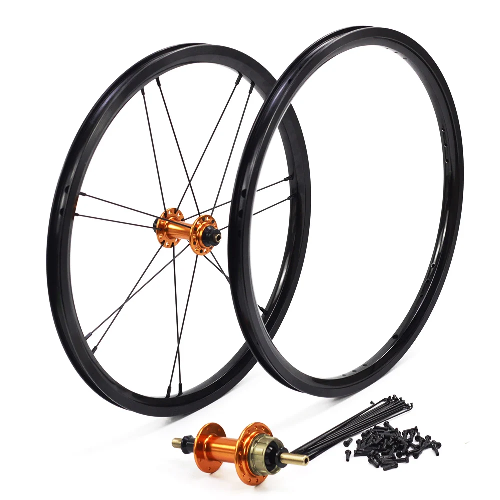 Silverock литые диски 1" 1 3/8" 349 обода тормоза NBR 14H 21H для Brompton 3sixty складной велосипед на заказ велосипед колесная множество цветов - Цвет: set orange 14H 21H