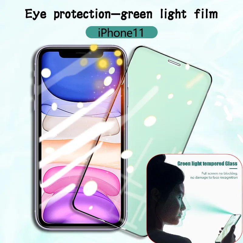 Защита глаз закаленное стекло зеленого цвета для iPhone 11 Pro Max Xs XR X 6 6s 7 8 Plus защита
