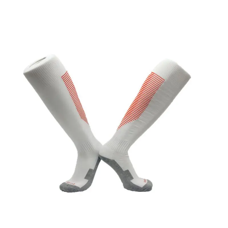 White-red Профессиональные спортивные носки для катания на лыжах полотенце для взрослых и детей, противоскользящие футбольные гольфы для езды на велосипеде и бега - Цвет: White-red