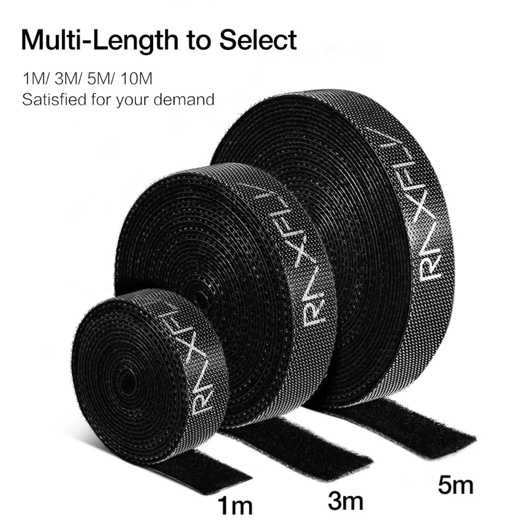 1//3//5m Bobbin Cable Winder Wire Organizer Management Loop Tape Ties Straps