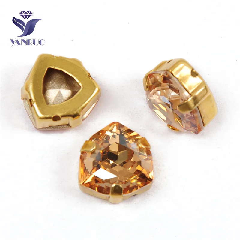 Golden Shadow Yanruo 4706 Trilliant Точка назад пришить стразы стеклянные стразы K9 DIY ювелирные изделия Необычные камни и кристаллы для украшения - Цвет: Golden Shadow