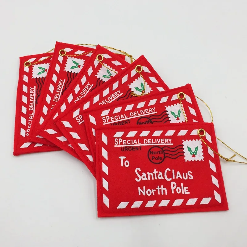 

6PCs Christmas Pendants Envelope Pattern Xmas Tree Hanging Charms Navidad Party Decor Christmas Decoration For Home