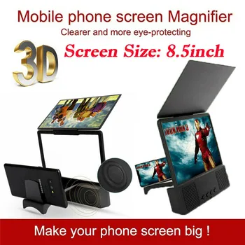 

8.5 3D HD Mobile Phone Screen Magnifier Video Enlarge Amplifier Bracket with Bluetooth Speaker