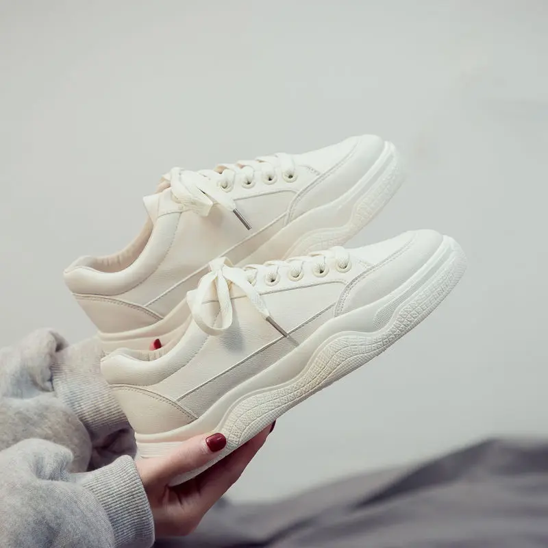 

WOMEN'S Shoes 2019 Autumn New Style-Style Leather White Shoes Student Korean-style Versatile Thick Bottomed Shoes Online Celebri
