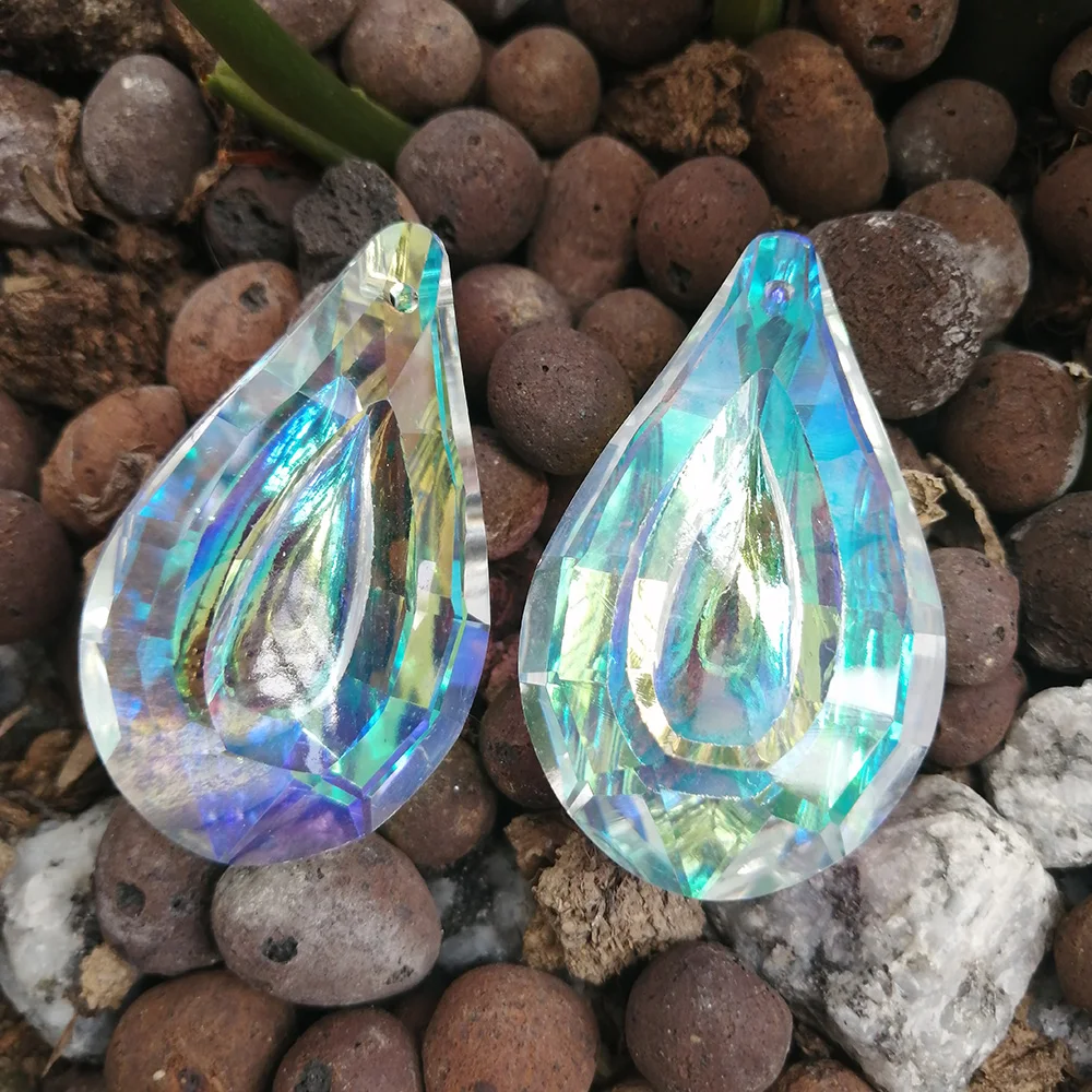 AB Colorful Drop Crystal Prisms Pendant Chandelier Suncatcher Rainbow Hanging Ornament Home Decor Lighting Lamp 2pcs