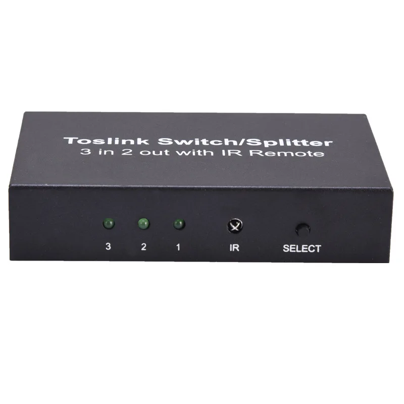 3 in 2 Out Digital Optical Audio Toslink Switch Splitter with IR Remote