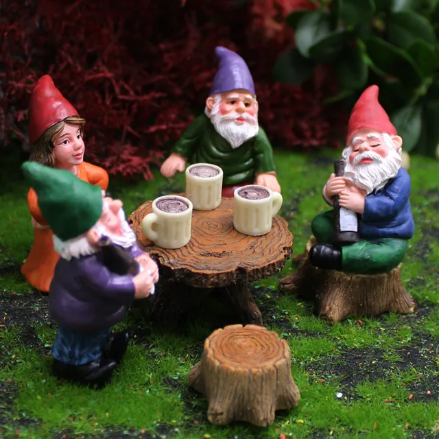 4 pièces/ensemble Mini Gnome drôle et mignon, Statue de nains en résine, décoration de bonsaï pour la maison, le bureau, Sculpture, livraison directe 2