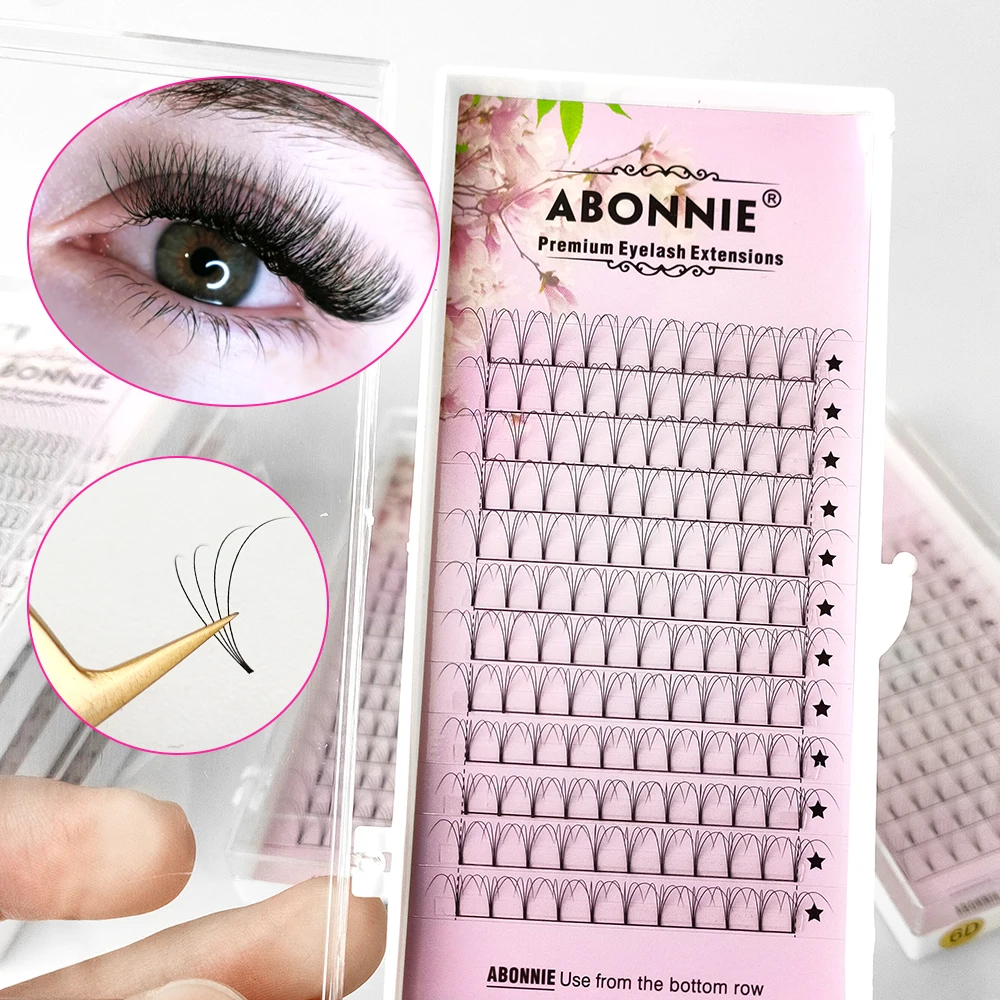 10pcs/lot Abonnie Short Stem Premade Fans Russian Volume Lashes Tray Premium Eyelash Extensions Supplies for Eye Beauty Makeup eyelash extensions fake eyelashes eyelash extension eyelash extension lashes false eyelashes