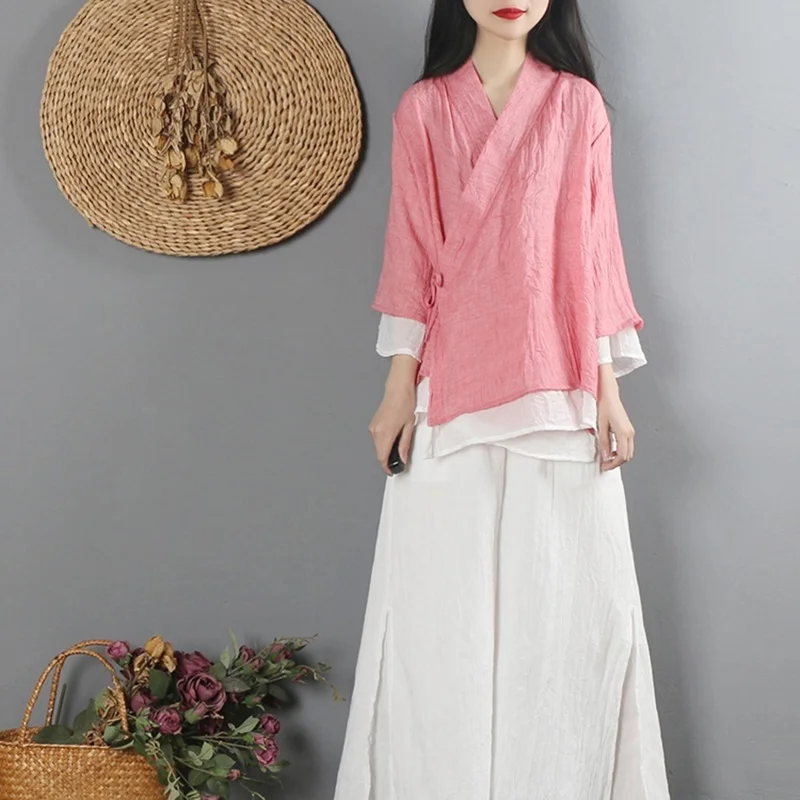 Традиционная китайская блузка рубашка Шанхай одежда Tang с длинным рукавом Cheongsam Топ Hanfu восточные Женские китайские Топы TA1807 - Цвет: 4