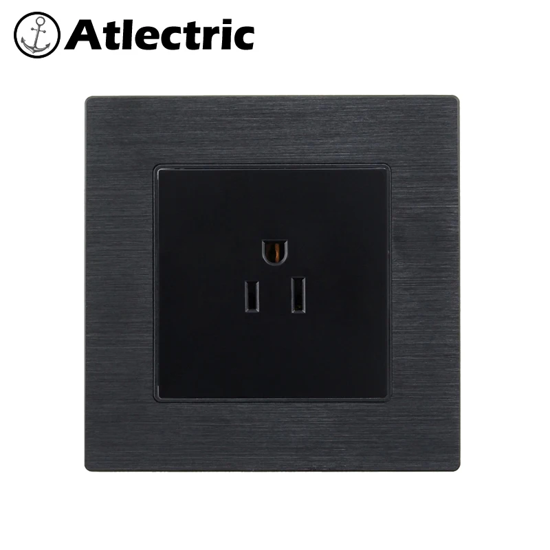 

Atlectric 15A Power Socket Wall Socket US Japan Standard Aluminum Metal Panel Electrical Plug Outlet 86mm*86mm