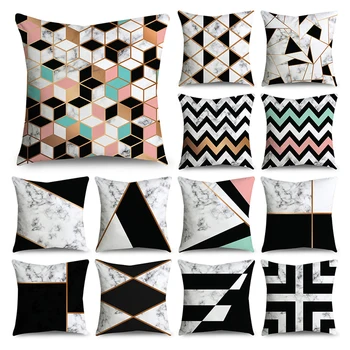 

Black and white geometric print pillowcase polyester fiber soft home decoration sofa pillow cushion cover