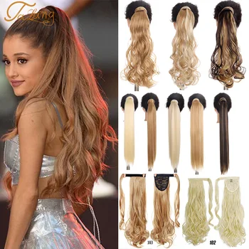 

TALANG 24inch Long straight Real Natural Ponytail Clip in Pony tail Hair Extensions Wrap Around on Synthetic Hair Piece