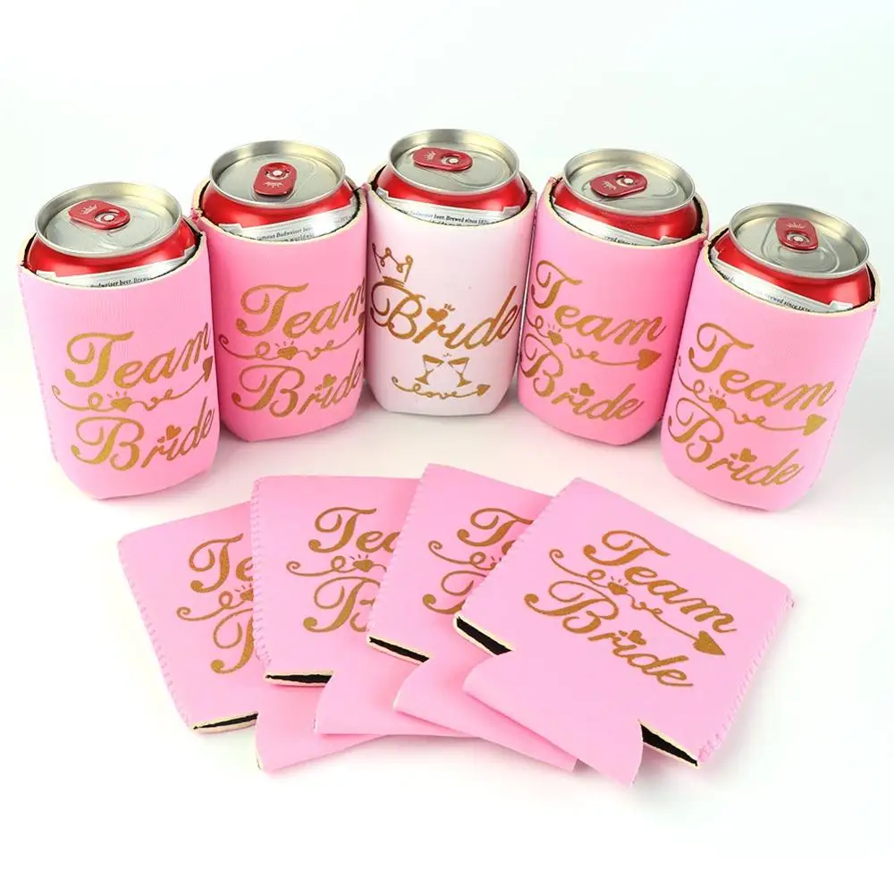 OurWarm Bride Bachelorette Party Decoration Pink Candy Bags Beer Can Cooler Covers for Hen Party Decor Birde to Be Favor