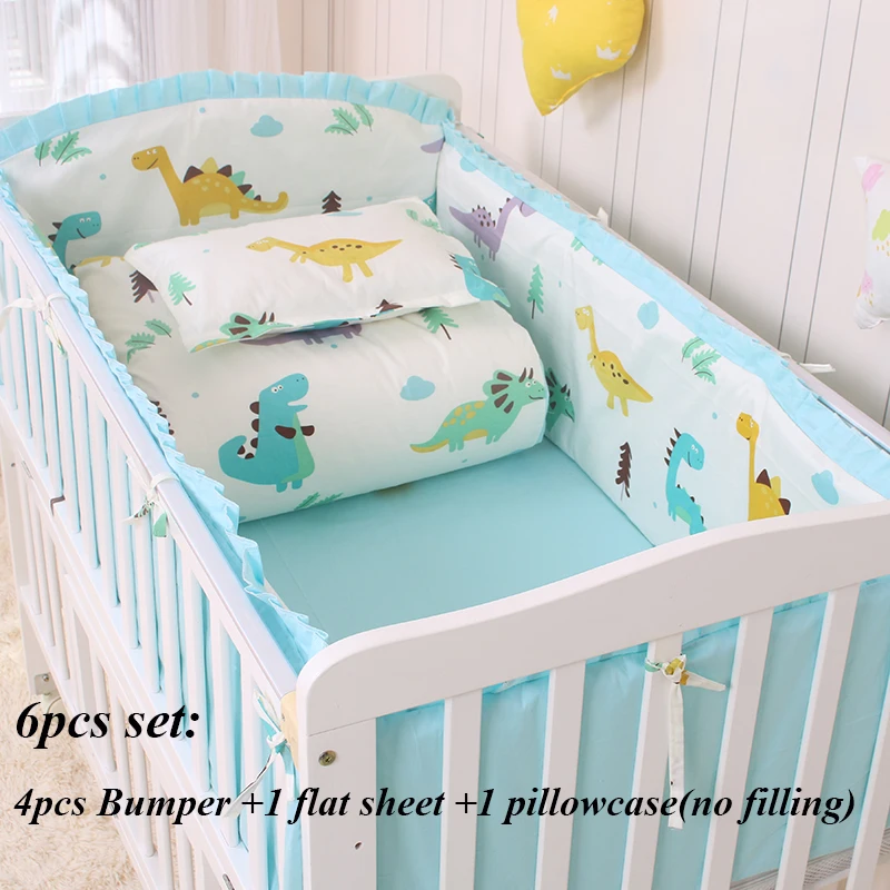 6 pcs set Хлопковый Детский Комплект постельного белья, детская кроватка, бампер, включает наволочку, бамперы, простынь, пододеяльник, детский бампер, набор - Цвет: 6 pcs set