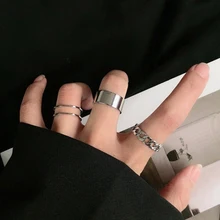 Lats conjunto de anéis geométricos punk, anéis de metal punk com fivela para abrir índice acessórios de dedo junta e cauda para mulheres joias presentes