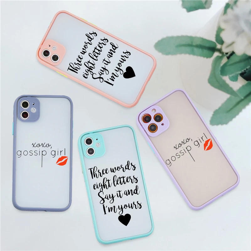 JAMULAR Gossip Girl Candy Case for iPhone 11 Pro X XS XR Max 7 8 6 6S Plus 9 SE 2020 Lips Transparent Matte Phone Back Cover | Мобильные
