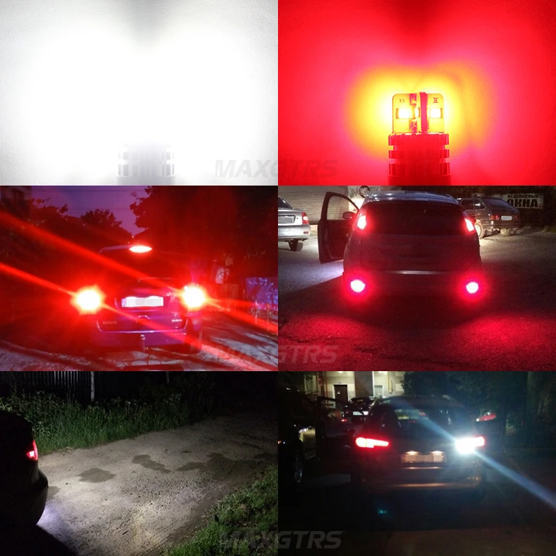 2 шт. T20 светодиодный CANBUS 7443 7440 W21W W21/5 W 3030SMD автоматический светодиодный фонарь заднего хода лампы автомобиля сигнала поворота лампы 6000K белый красный