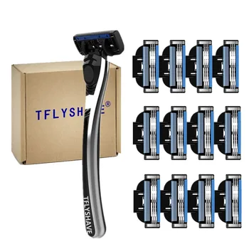 

TFLYSHAVE 16pcs/Lot Furious 3 Manual Shaver Razor Blade for Men 3 Layer Shaving Razor with Trimmer Replaceable Blade for Mach3