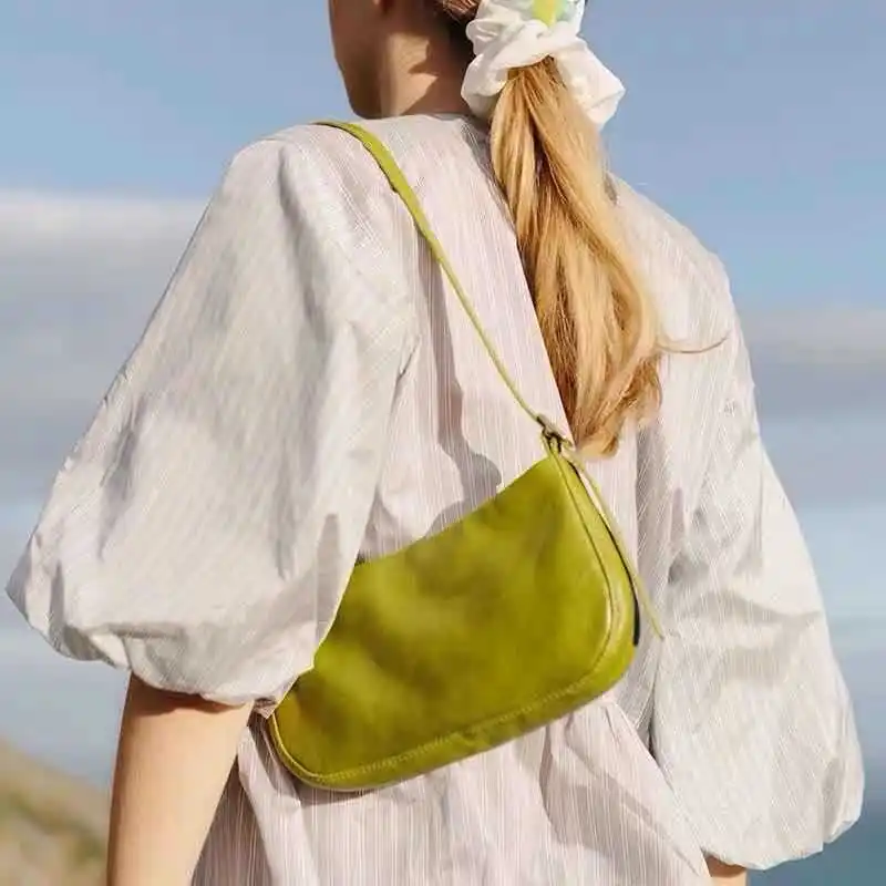 

Retro Totes Bags For Women 2020 Small Soft Leather Trendy Vintage Handbag Female Designer Baguette Mini Lady's Shoulder Bag