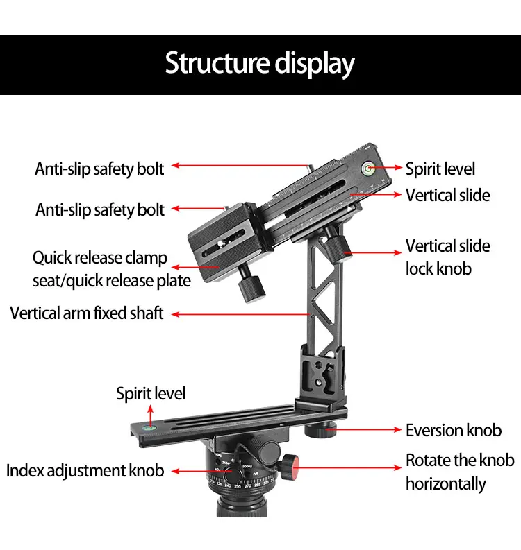 New 360 degree rotating panorama head tripod head starry sky shooting adapter with node index plate for dslr camera