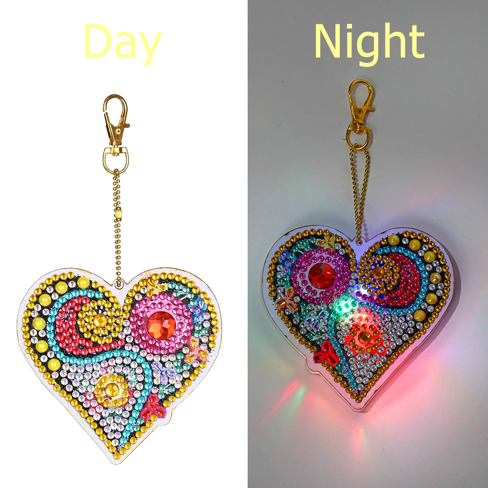 5D Diamond Painting Keychain Keyring DIY Mosaic Picture Of Rhinestone Craft Gift Pat Luminous Key Ring Pendant Decor Accessories 