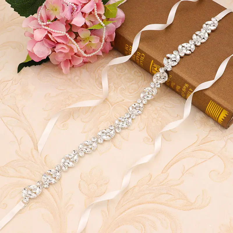 Bridal Waistband Crystal Rhinestones Wedding Belt Luxury Bridal Belts Sash White Ivory Champagne Ribbon