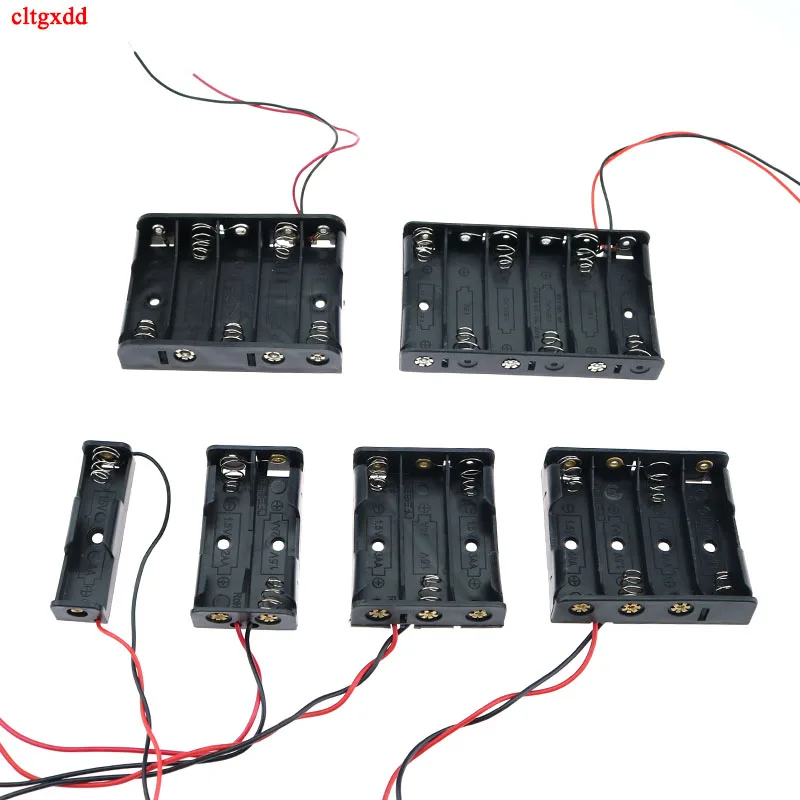AA Battery Box Case Holder With Wire Leads Side By Side Battery Box Connecting Solder For 1.5V AA Batteries 1x 2x 3x 4x 5x 6x battery case battery storage case