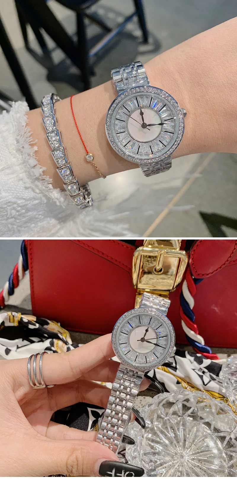 Роскошные женские часы с бриллиантами и серебряными кристаллами, женские часы топ бренда, женские повседневные часы, женские часы с браслетом, relogio feminino