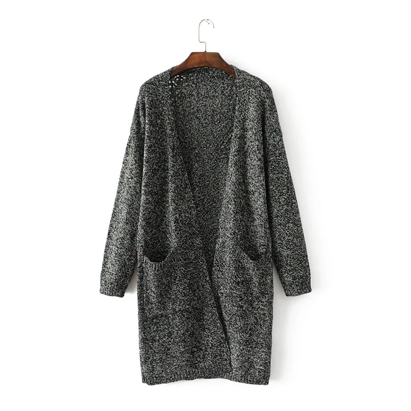 Women Sweater 2019 European and American Women's New Products In The Long Pocket V-neck Sweater Back Hollow Sweater Women