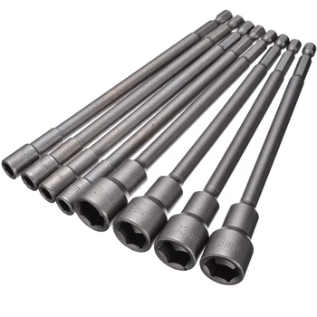 

8Pcs 6mm-13mm 1/4" Hex Shank Socket Nut Driver Set Adapter 150mm Long Impact Electric Drill Bit For Power Tools