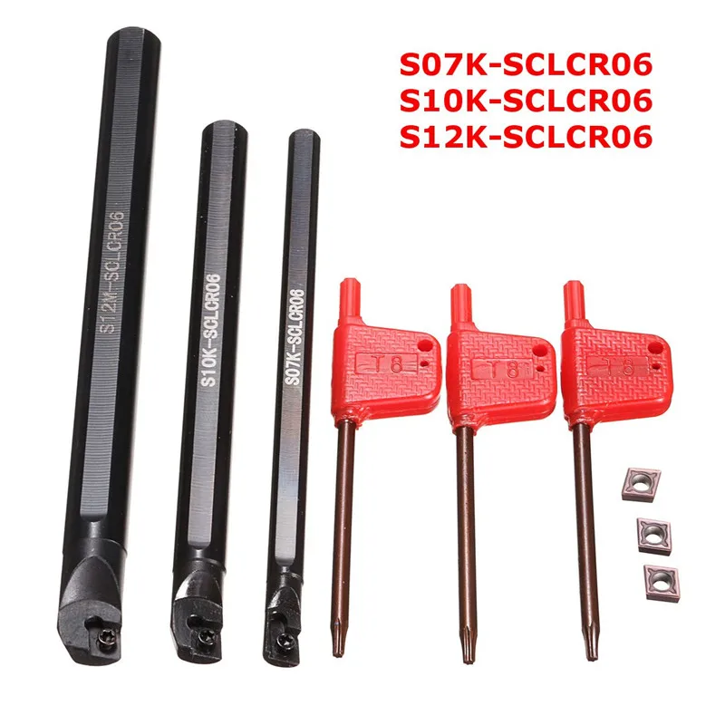Горячая 3 компл. Правая рука S07K-SCLCR06/S10K-SCLCR06/S12K-SCLCR06 сверлильный стержень токарный инструмент держатель+ CCMT060204-HM вставка+ T8 гаечный ключ