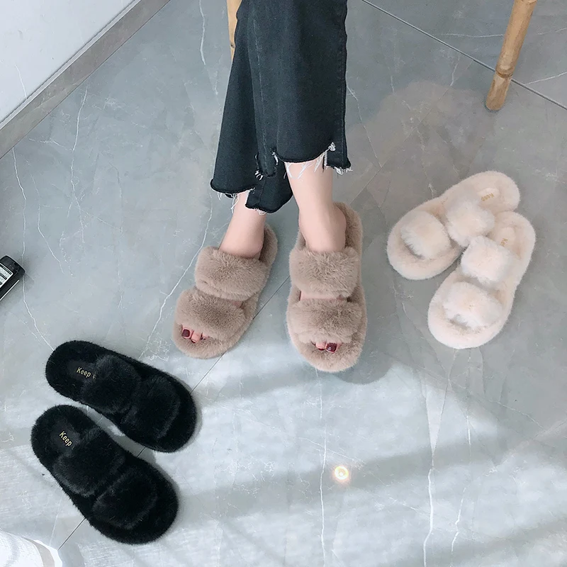 Indoor Women Fur Slippers Fluffy Soft Furry Slides Thick Flats Heel Non Slip House 7 H6a6469db83784401b83d5061ec048d1bZ