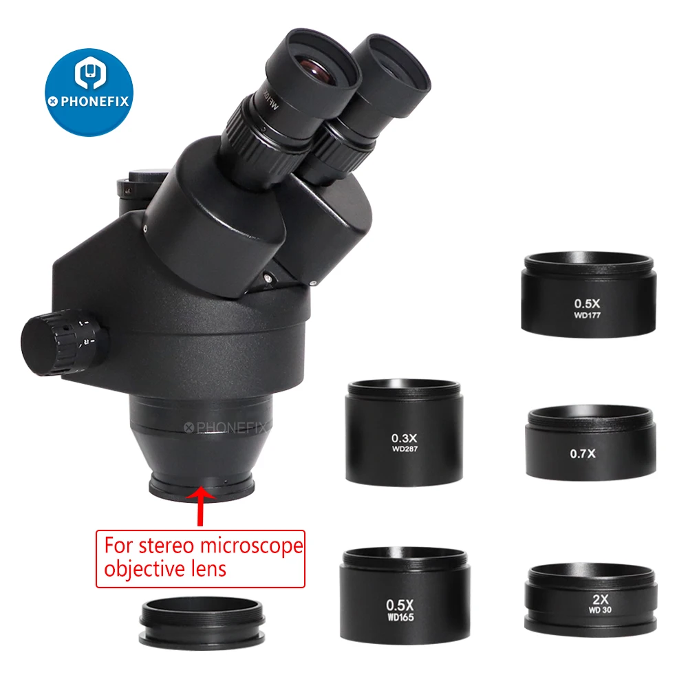 Color : 1X WD165 0.3X 0.5X 0.7X 1X 2X Barlow Lens Stereo Microscope Lens Accessories Auxiliary Objective Lens 48mm Thread 