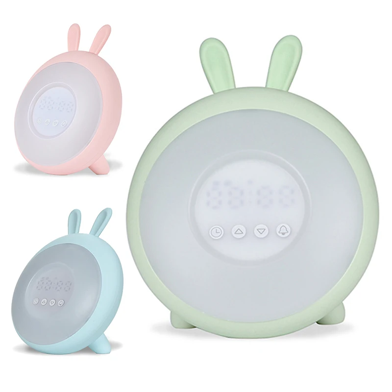 Bedroom LED Alarm Clocks Cartoon Sunrise Wake Up Lamp Student Sleeping Bedside Touch Alarm Clock