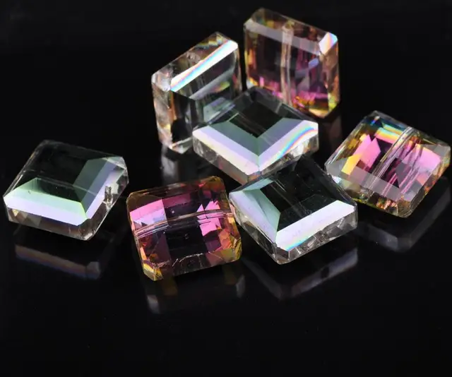 10pcs 13mm Square Faceted Cut Crystal Glass Loose Crafts Beads lot for DIY Jewelry Making 22