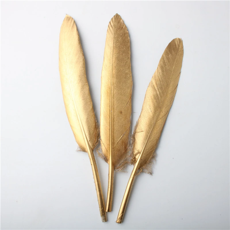 Wholesale 20Pcs/Lot Black Gold Goose Feathers 10-15cm/4-6inches DIY Feathers For Crafts Jewelry Wedding Accessories Plume