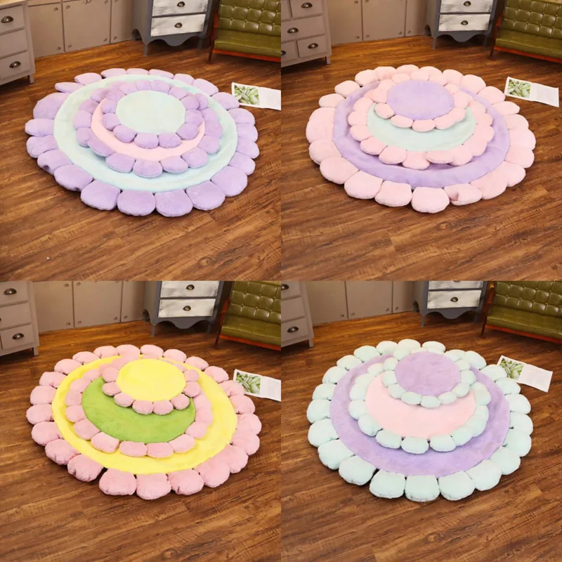 

Bedroom Cushion Round Flower Nonslip Kids Room Crawling Mats Baby Room Play Two-Faced Floor Mat Yoga Cushion Tatami Seat Cushion
