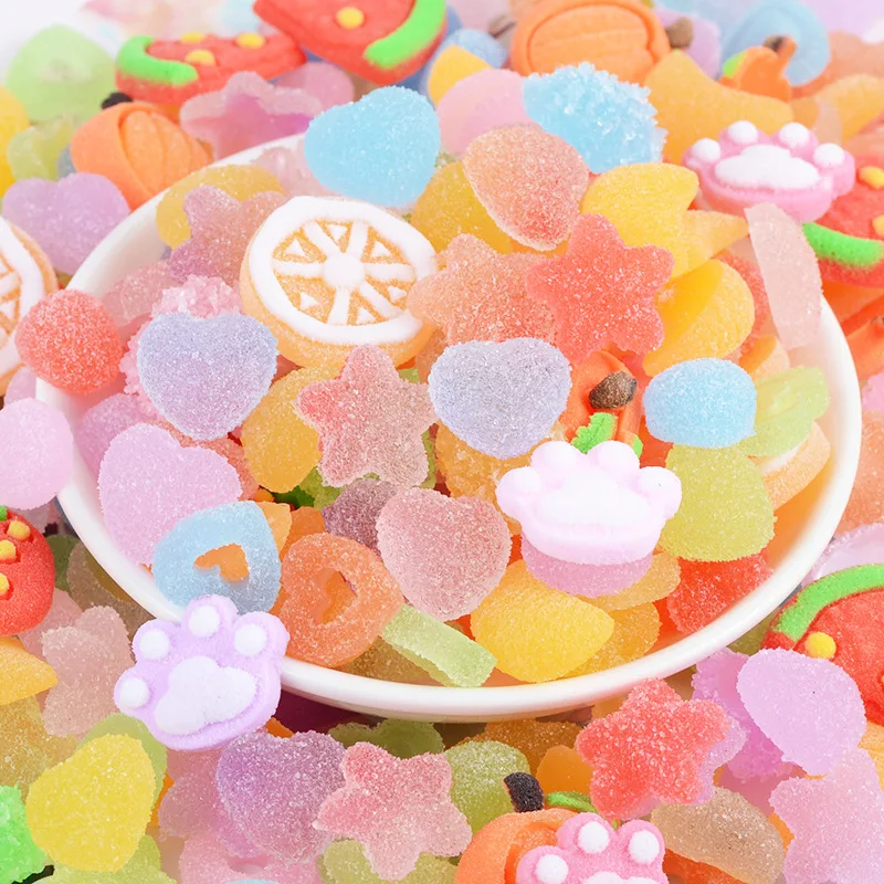 30Pcs Artificial Soft Candy Fruit Figurines DIY Craft Supplies Phone Shell Patch Arts Decor Materials Jewelry Hair Accessories