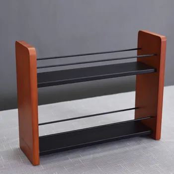 

Wooden Spice Organizer Rack Kitchen Organizer 2 Layers Storage Shelf Crust Stand Condiments Holder Bathroom Storage Shelves New