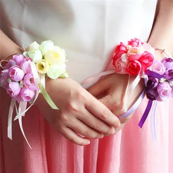 

Wrist Flower Bridesmaid Sisters Hand Flowers Exquisite Artificial Bridal Flowers For Wedding Dance Arty Bridal Prom Decoration