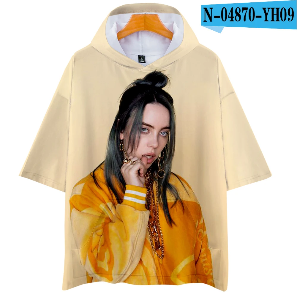 Многоцветный Billie Eilish 3D толстовки Новинка короткий рукав мода лето/весна футболка классная и дышащая футболка с коротким рукавом - Цвет: Многоцветный