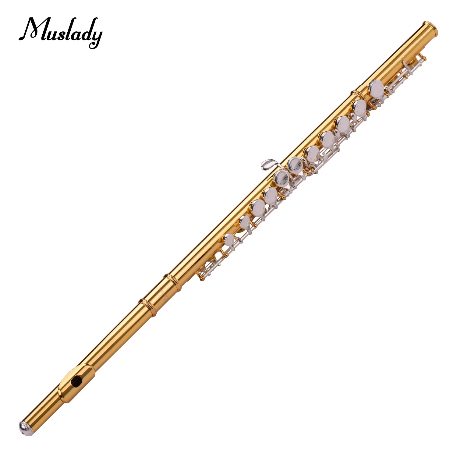 Muslady Professional Closed Hole C Flute Cupronickel Gold-plated Tube 16 Silver-plated Keys Wind Instrument with Carry Case | Спорт и