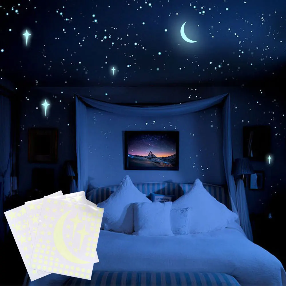 Etoiles Phosphorescentes Plafond, Stickers Muraux Enfants Stikers Murals  Lune pour Bebe Garcon Fille Enfant Nurserie Adulte